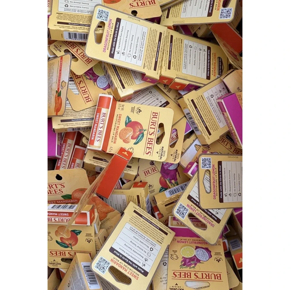 Lot of 100 New Burts Bees Lip Balms Dragonfruit Lemonade‎ And Sweet Mandarin MIX
